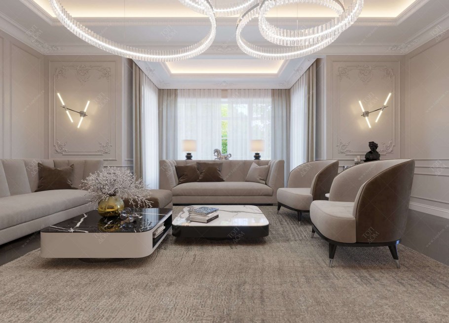 Цвет плитки для гостиной в интерьере