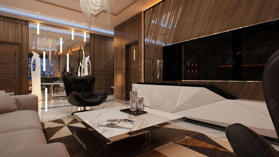 Кухня гостиная с бордовыми акцентами