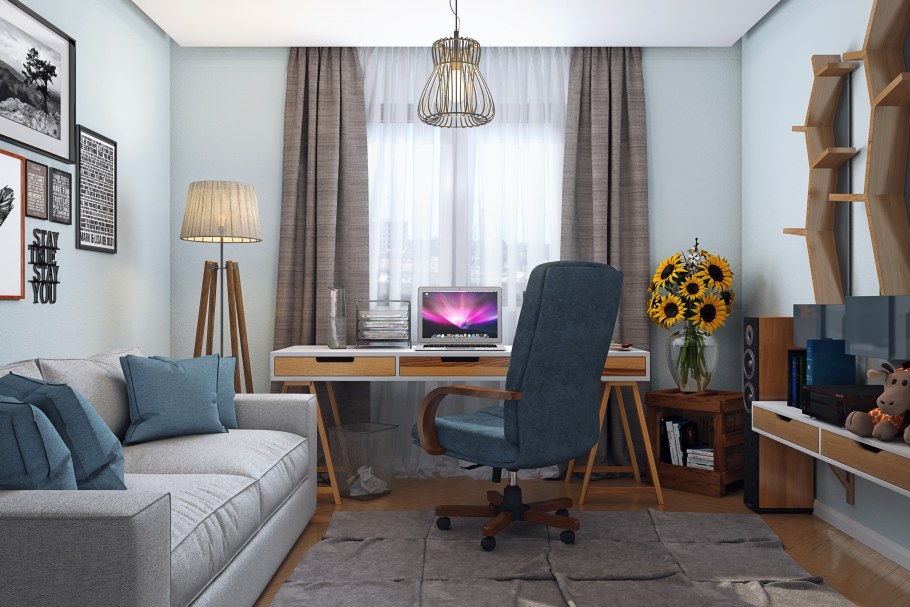 Гостиная кабинет в скандинавском стиле