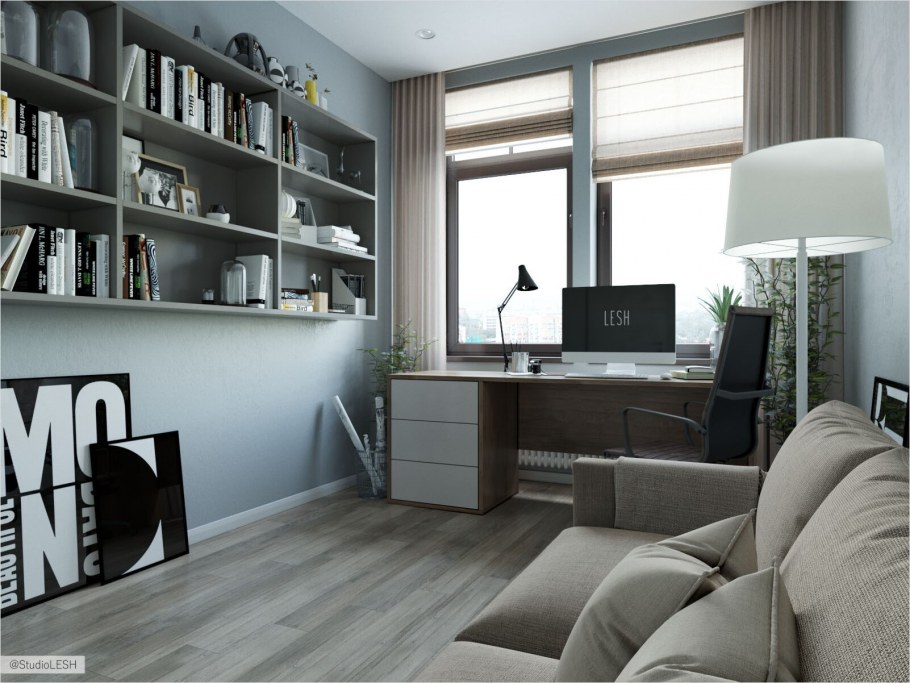 Гостиная кабинет в скандинавском стиле