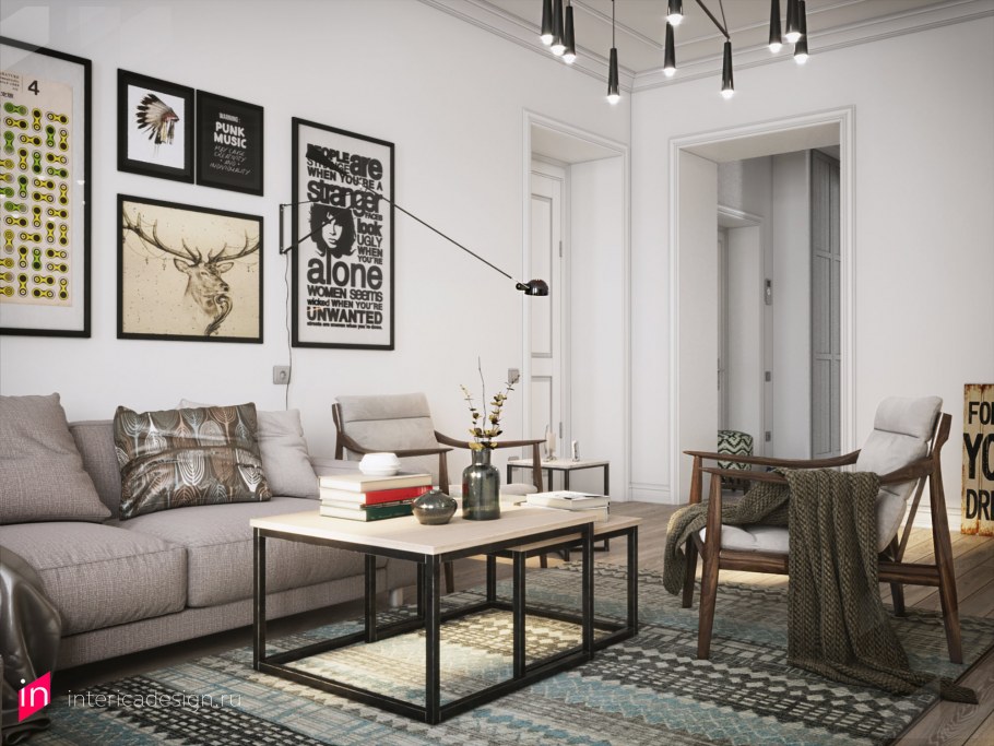 Функциональная гостиная в скандинавском стиле