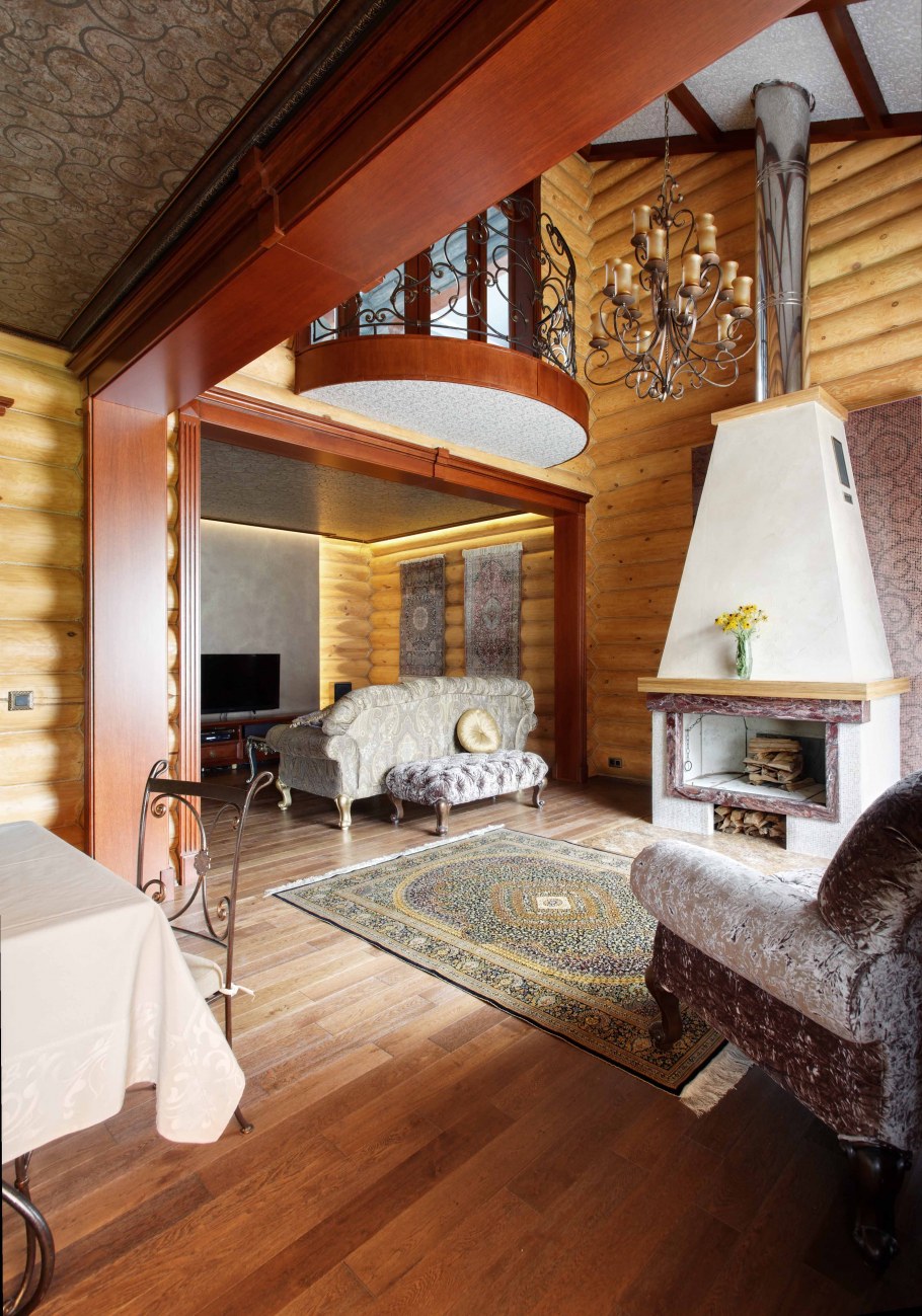 Бревенчатый дом интерьер