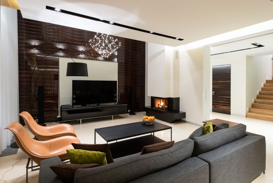 Гостиная в частном доме Минимализм