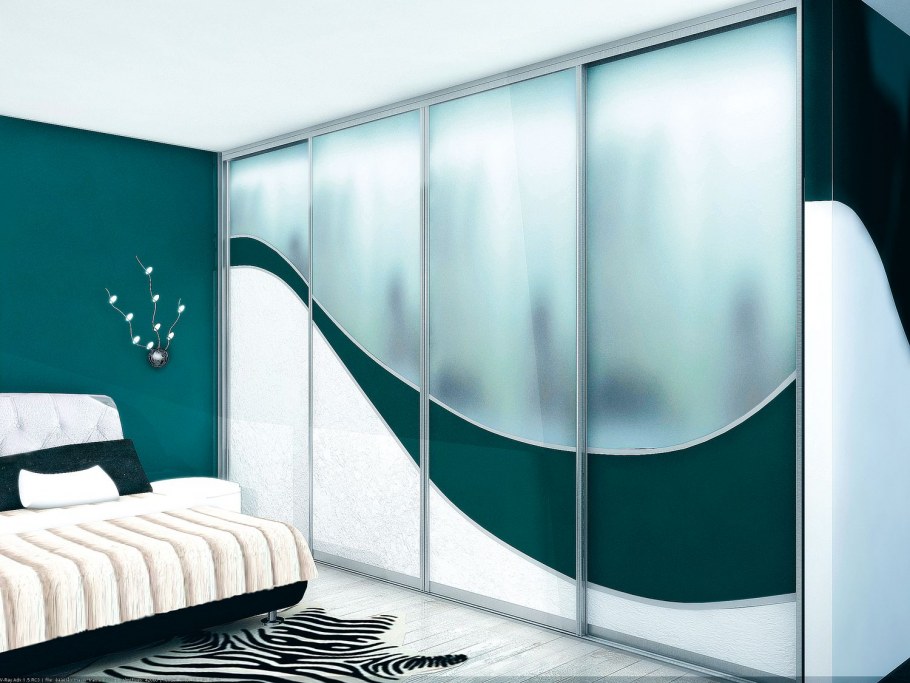 Шкаф купе бирюзового цвета