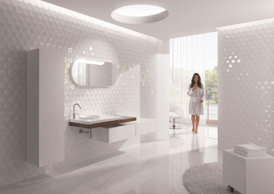 Плитка в ванную белая глянцевая