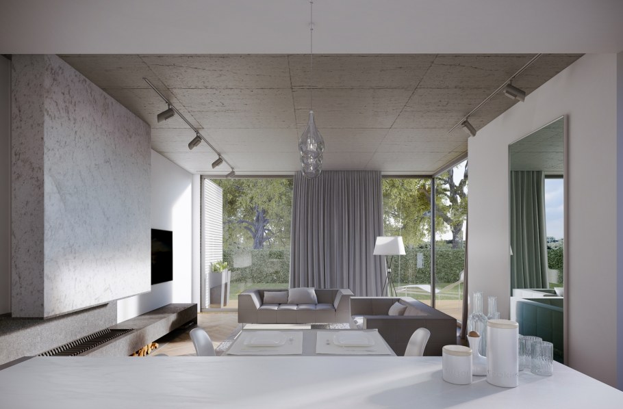 Дом из белого бетона и серого
