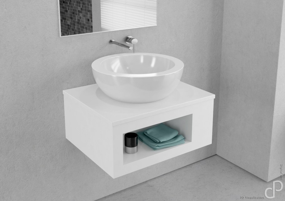 8.1897.3.400.112.1 Раковина- чаша Alessi с полкой /80х42х14,5/ (белый)