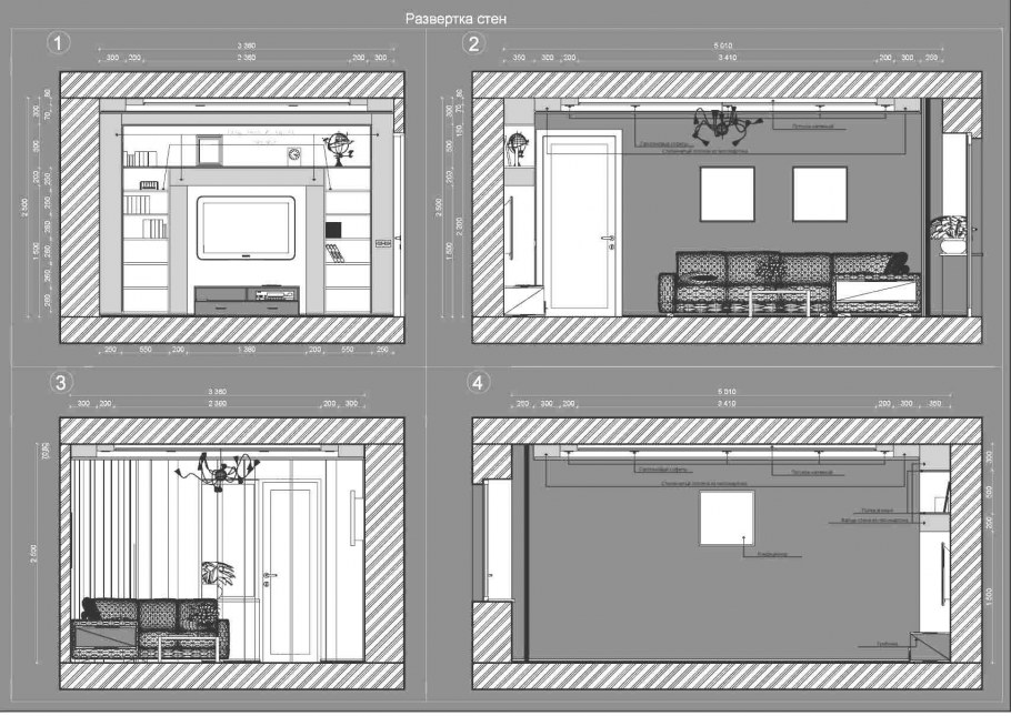 Развертки стен в интерьере