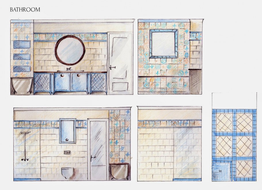 Дизайн проект развертка стен ванной