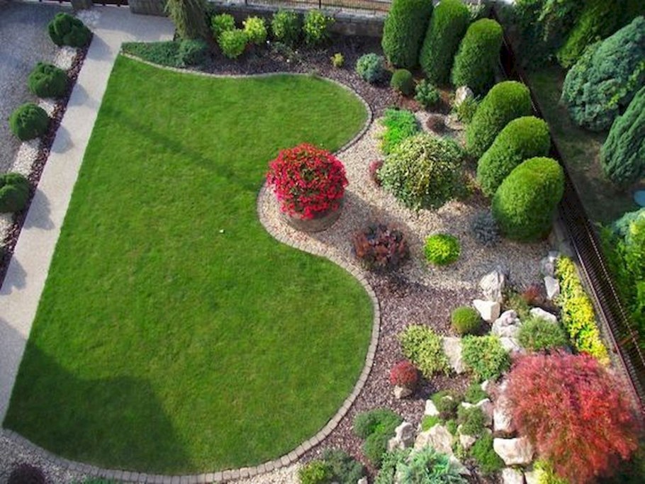 Круглые газоны в ландшафте