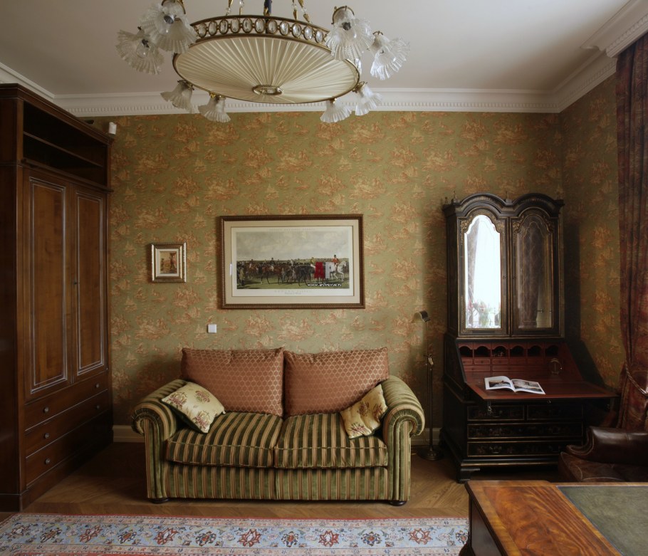 Зеленая гостиная в английском стиле