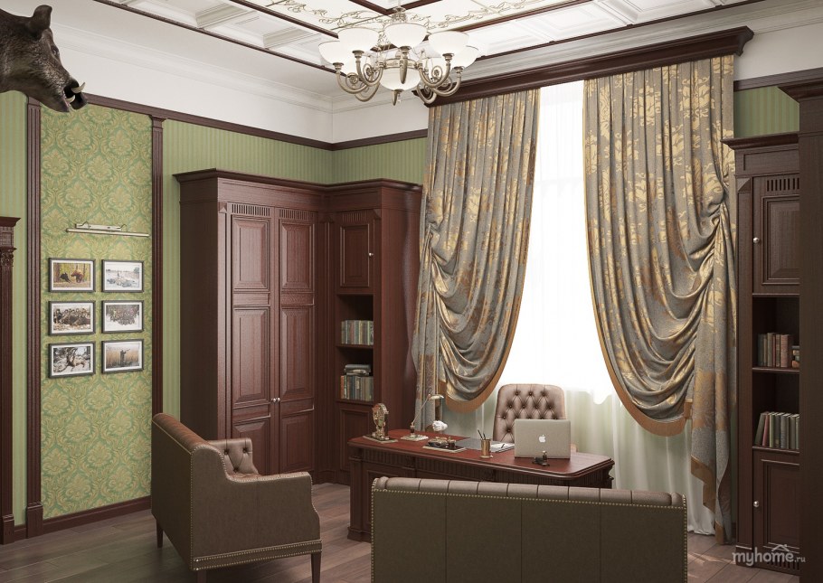 Обстановка кабинета в английском стиле