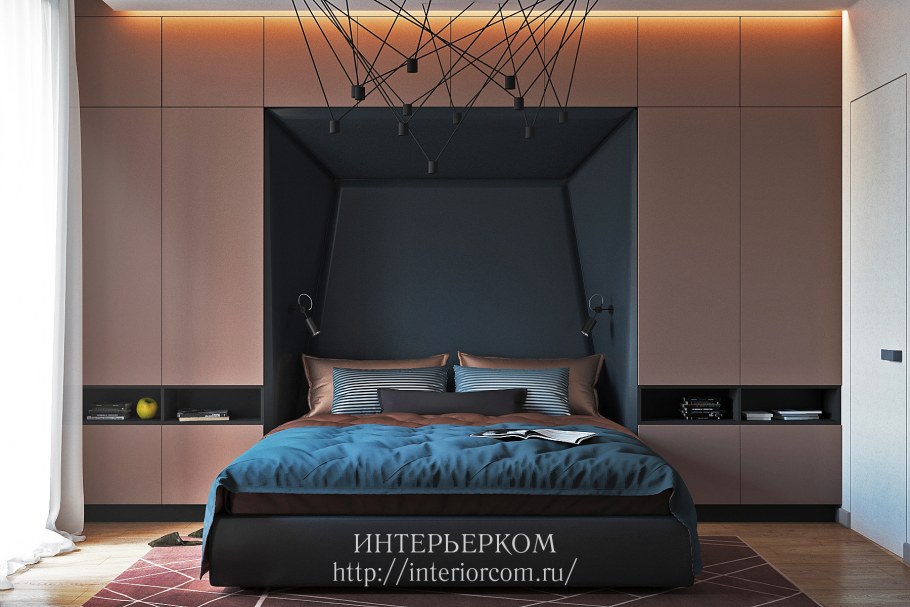 Асимметричные светильники в спальне