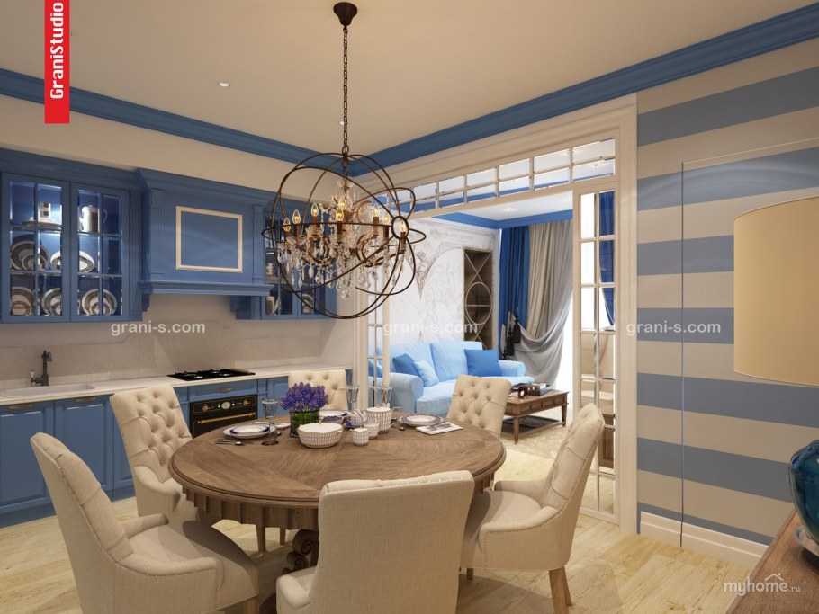 Гостиная в морском стиле дизайн без мебели