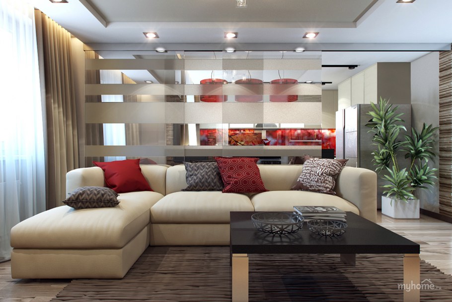 Интерьер трёхкомнатной студии