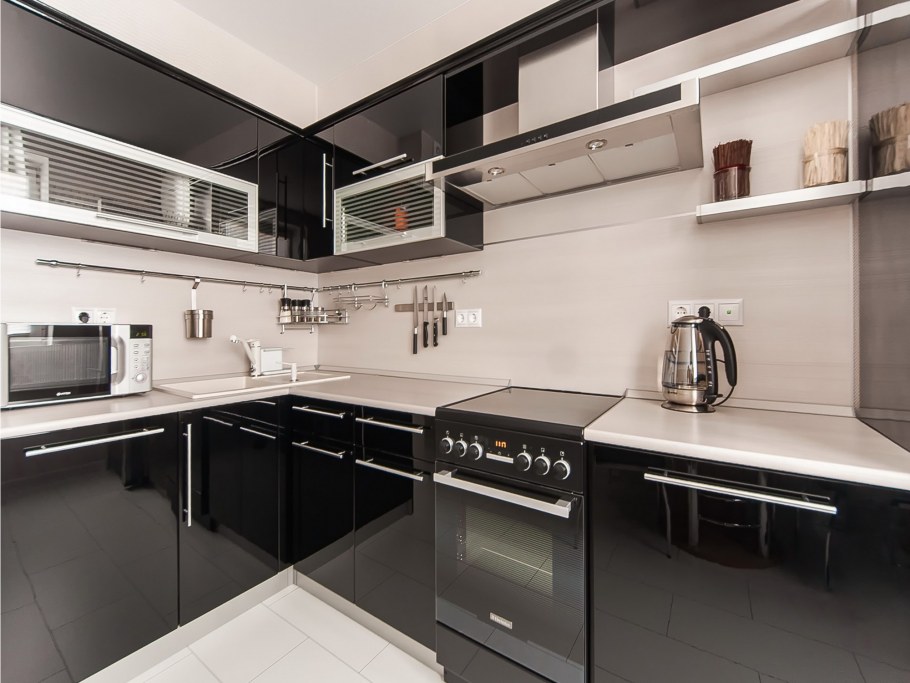 Черный материал для гарнитура кухонного