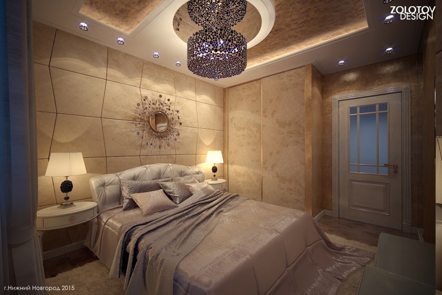 Спальня в золотисто коричневых тонах