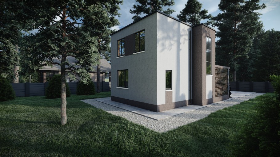 Проект дом газобетон плоская крыша