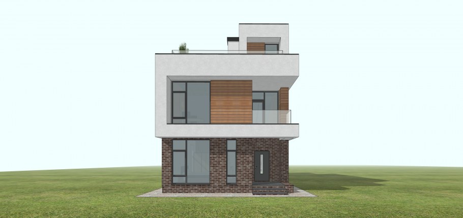 Проект узкого дома с плоской крышей