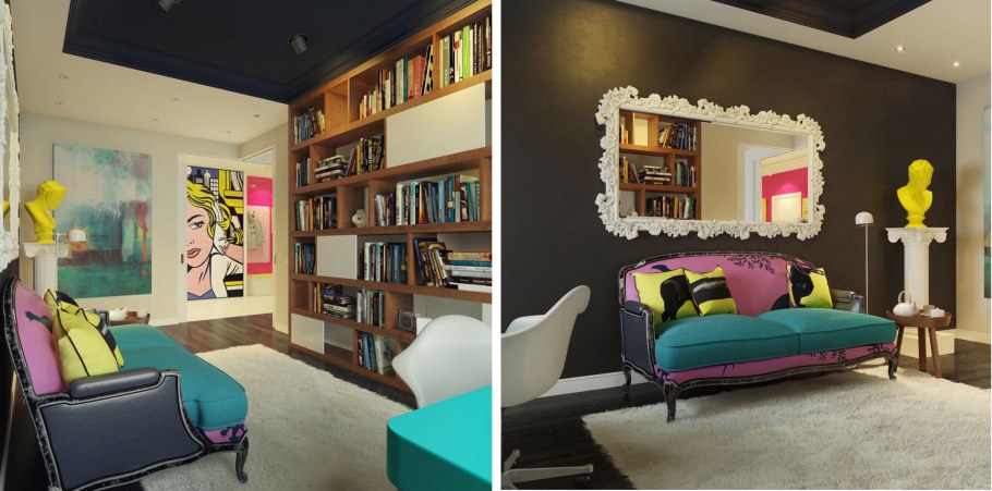 Книжные стеллажи в стиле поп арт