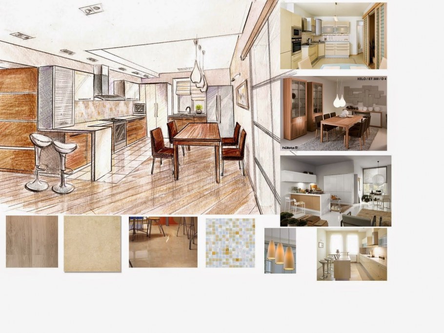 Коллаж эскиз интерьера