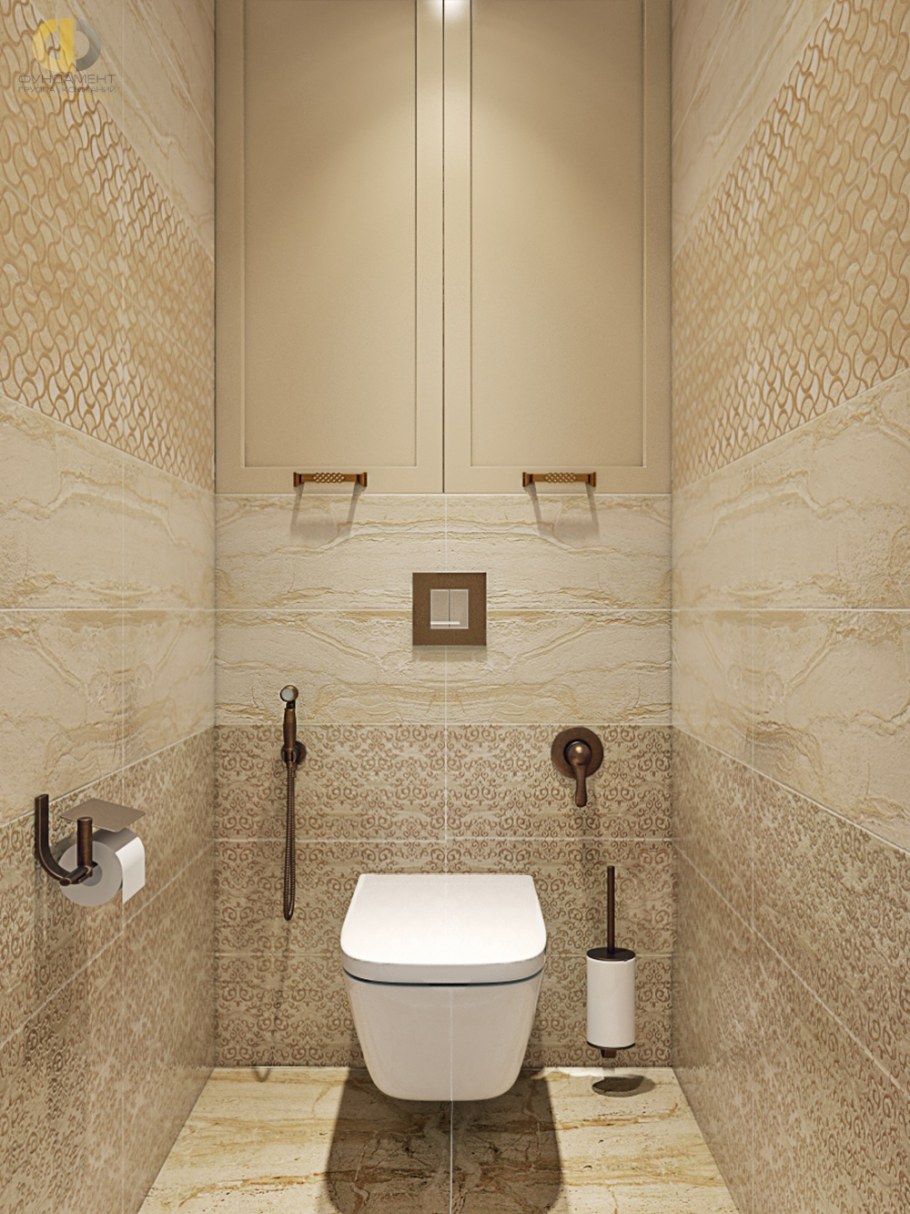 Плитка в маленьком туалете