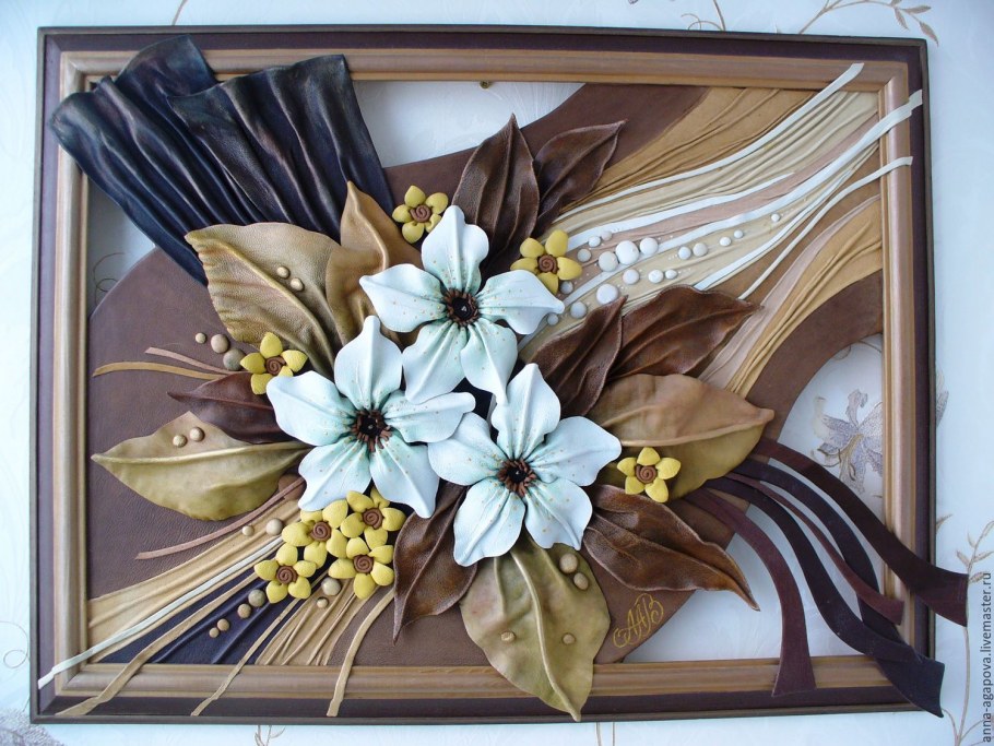 Объемные панно из кожи