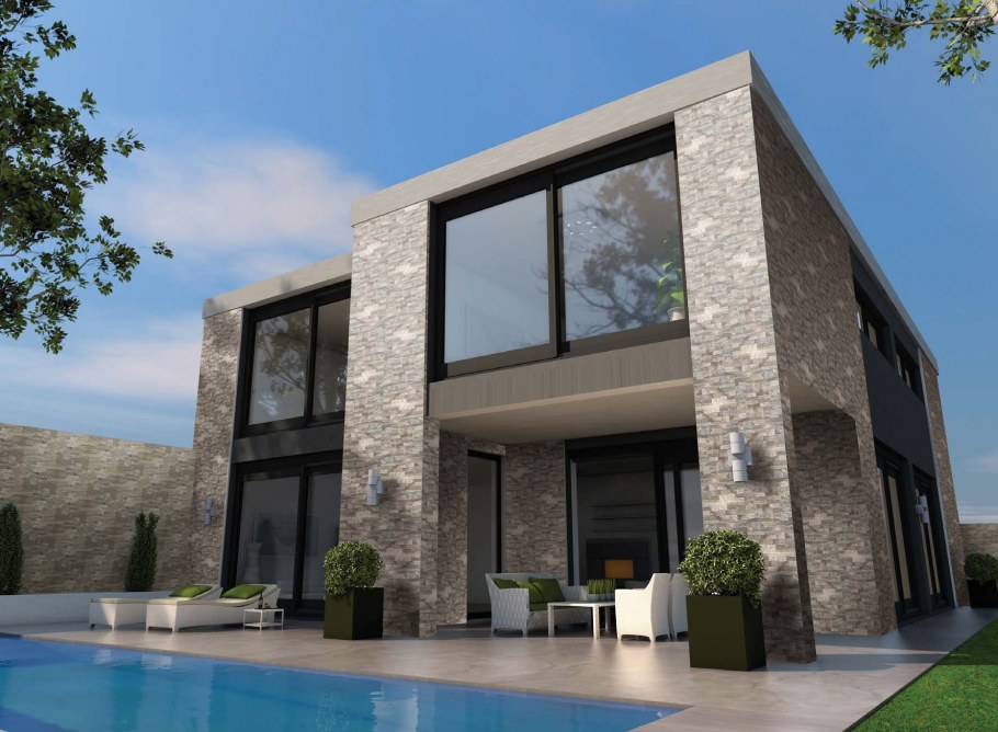 Фасад из керамогранита частный дом