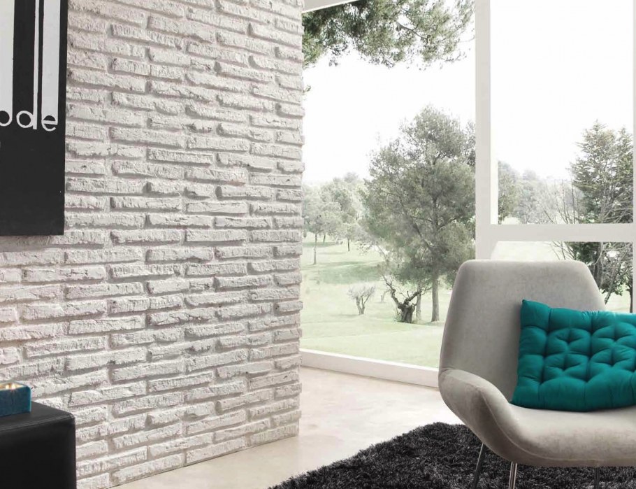 Декоративный белый кирпич в интерьере