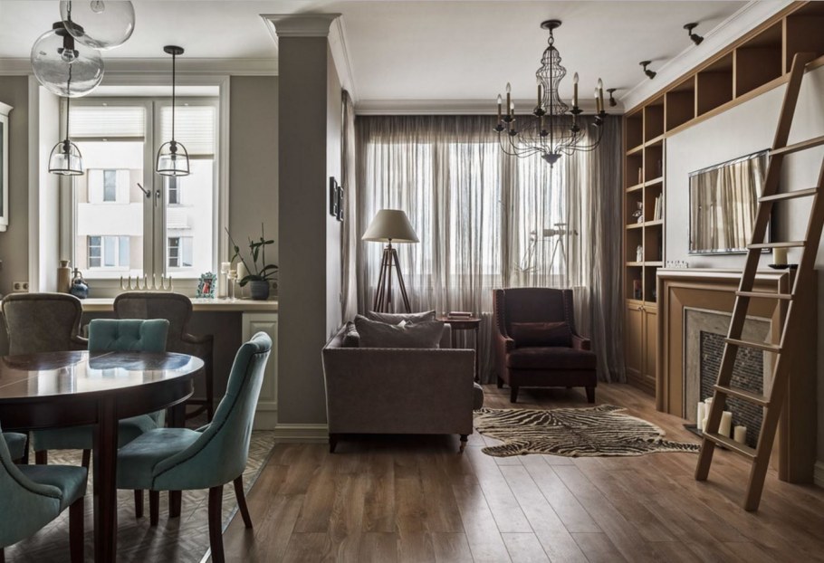 Гостиная в стиле американская классика дачный