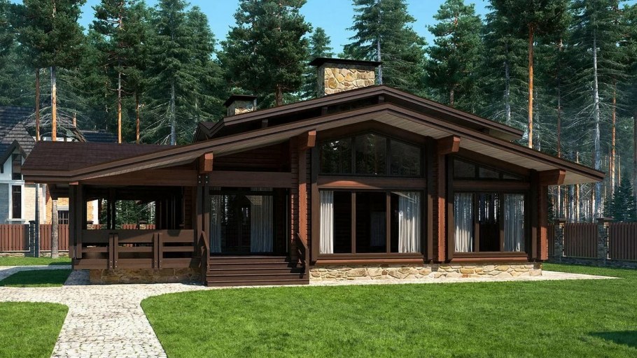 Дом Шале из клееного бруса 100кв