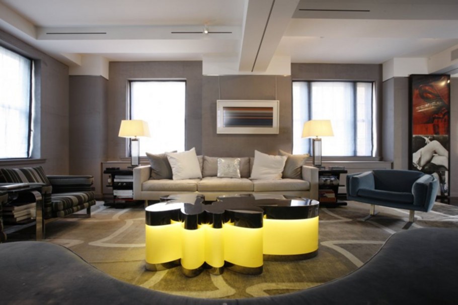 Сочетание серого коричневого и желтого в интерьере