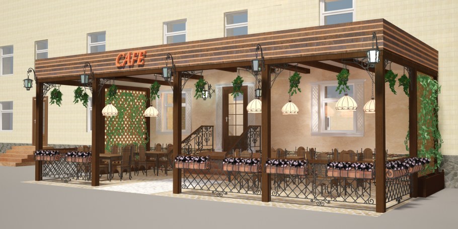 Уличная веранда кафе