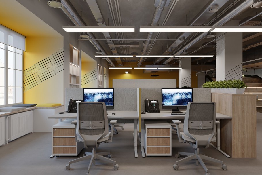 Офис в бежевых тонах