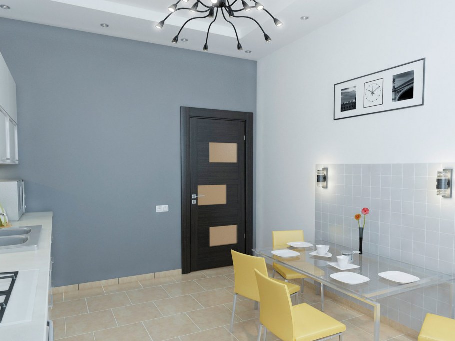 Серые стены на кухне