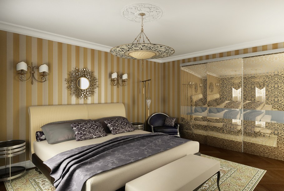 Интерьер золото для визуализации