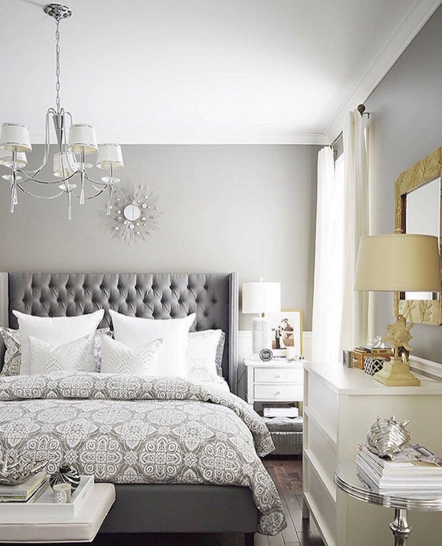 Декор серой спальни