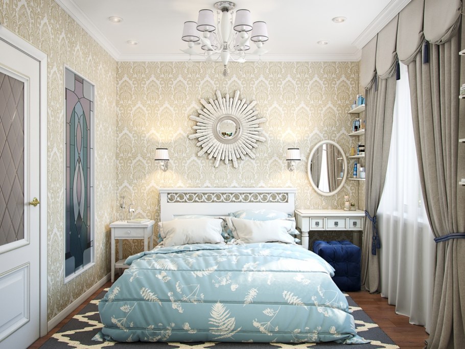 Голубая спальня классика