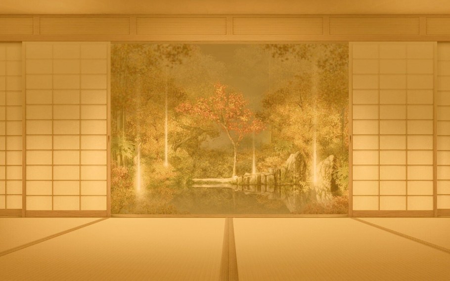 Этностиль Япония в интерьере гостиной