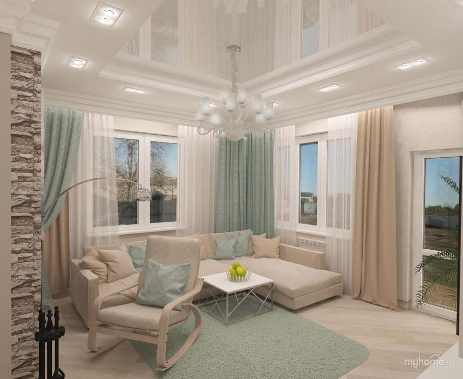 Интерьер гостиной в частном доме недорого