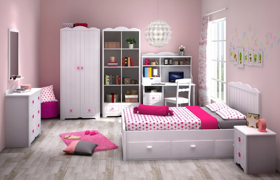 Детская комната с белой мебелью