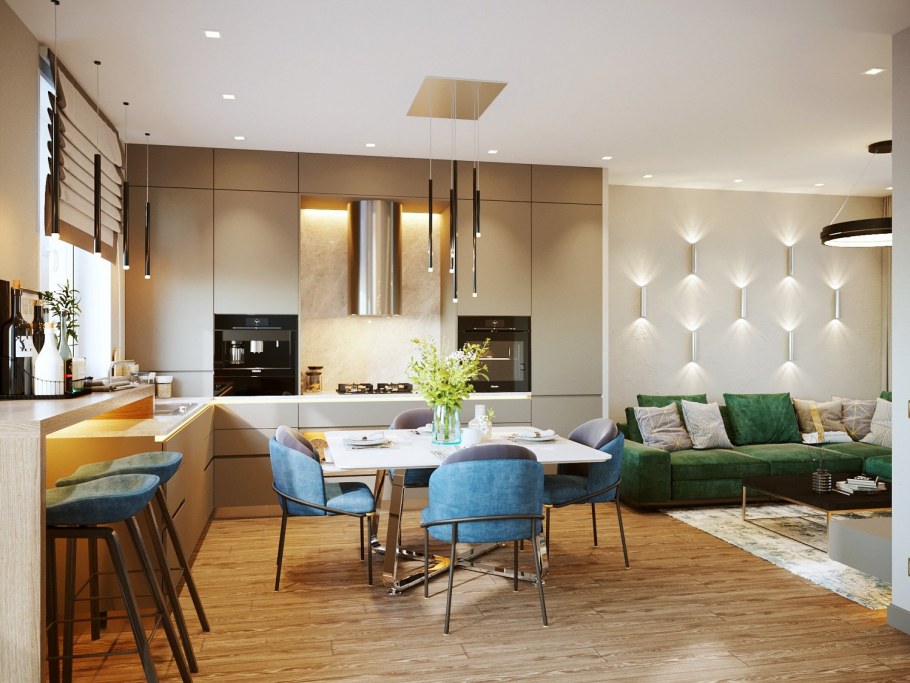 Гостиная столовая в таунхаусе