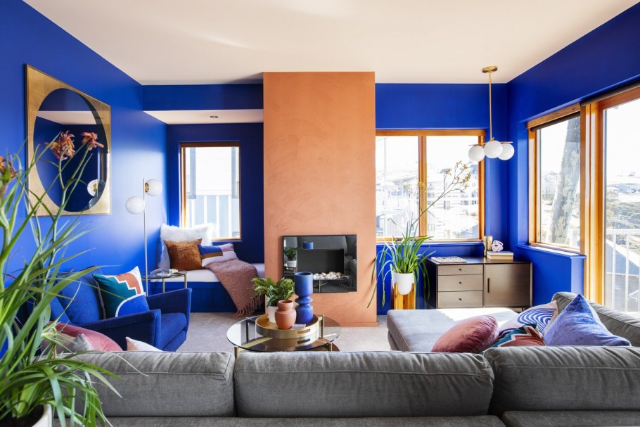 Сине оранжевый интерьер