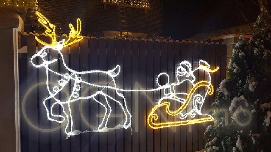 Светодиодная фигура на металлическом каркасе «Северный олень».2 м
