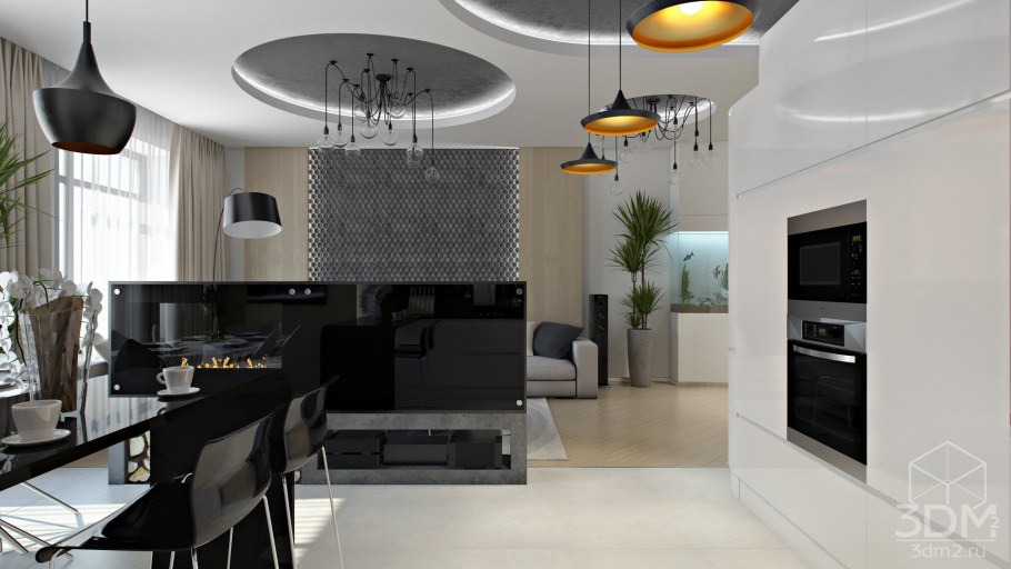 Отделка гостиной в стиле хайтек