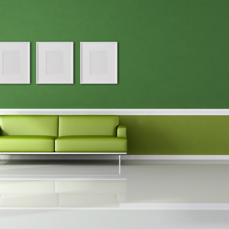 Темно-зеленый цвет стен в интерьере