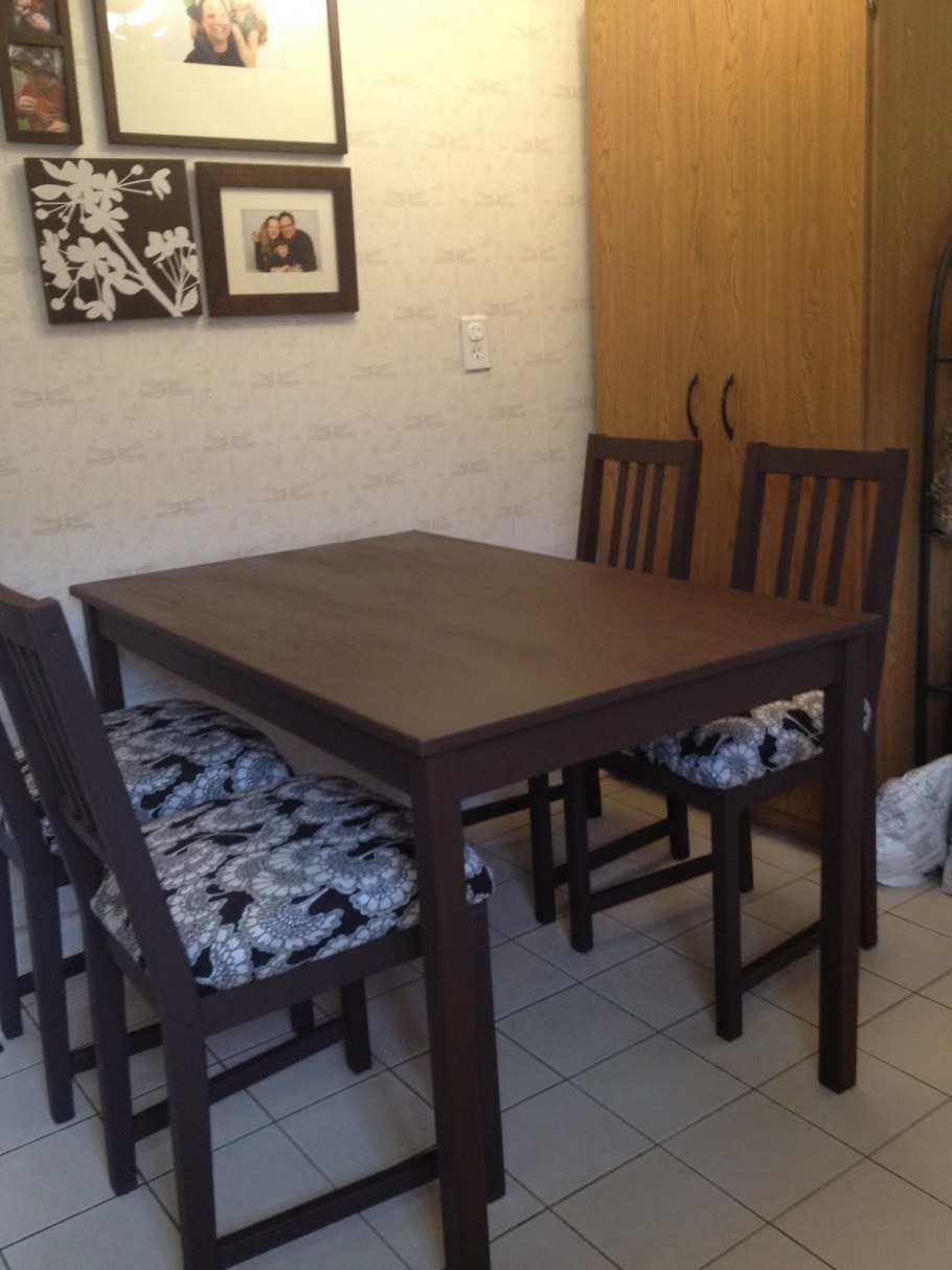 Йокмокк стол и 4 стула, морилка,антик