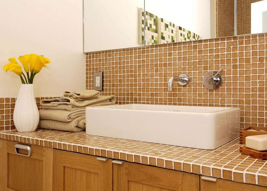 Столешница в ванную из мозаики