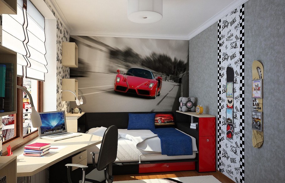 Стены в подростковой комнате для мальчика