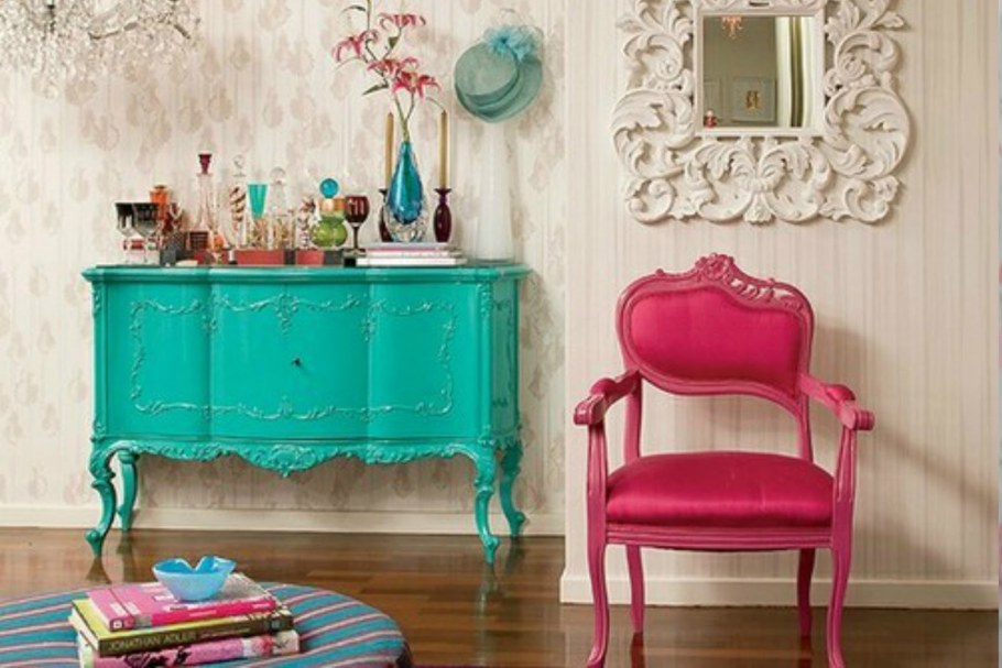 Бирюзовая мебель розовые